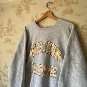 90s Western Illinois University Reverse-weave Style Crewneck Sweater Size XL